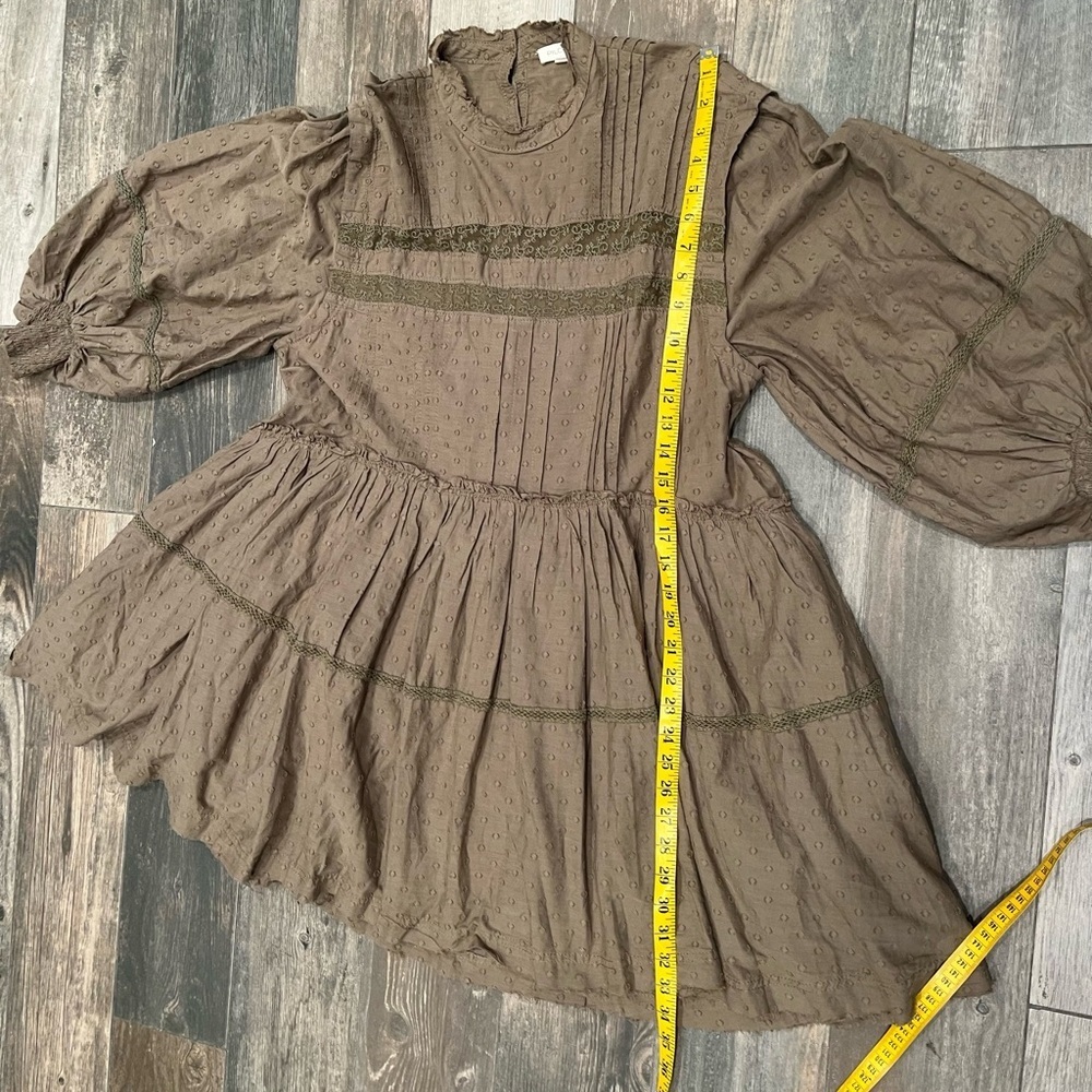 Anthropologie Pilcro Long-Sleeve Mock-Neck Swing Mini Dress size M Boho Prairie - Picture 11 of 16